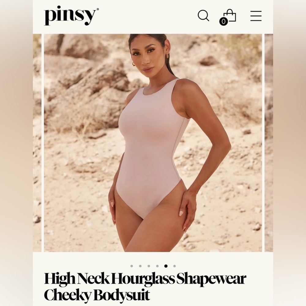 Pinsy High Neck Shapewear Bodysuit Pink, Medium, NWT